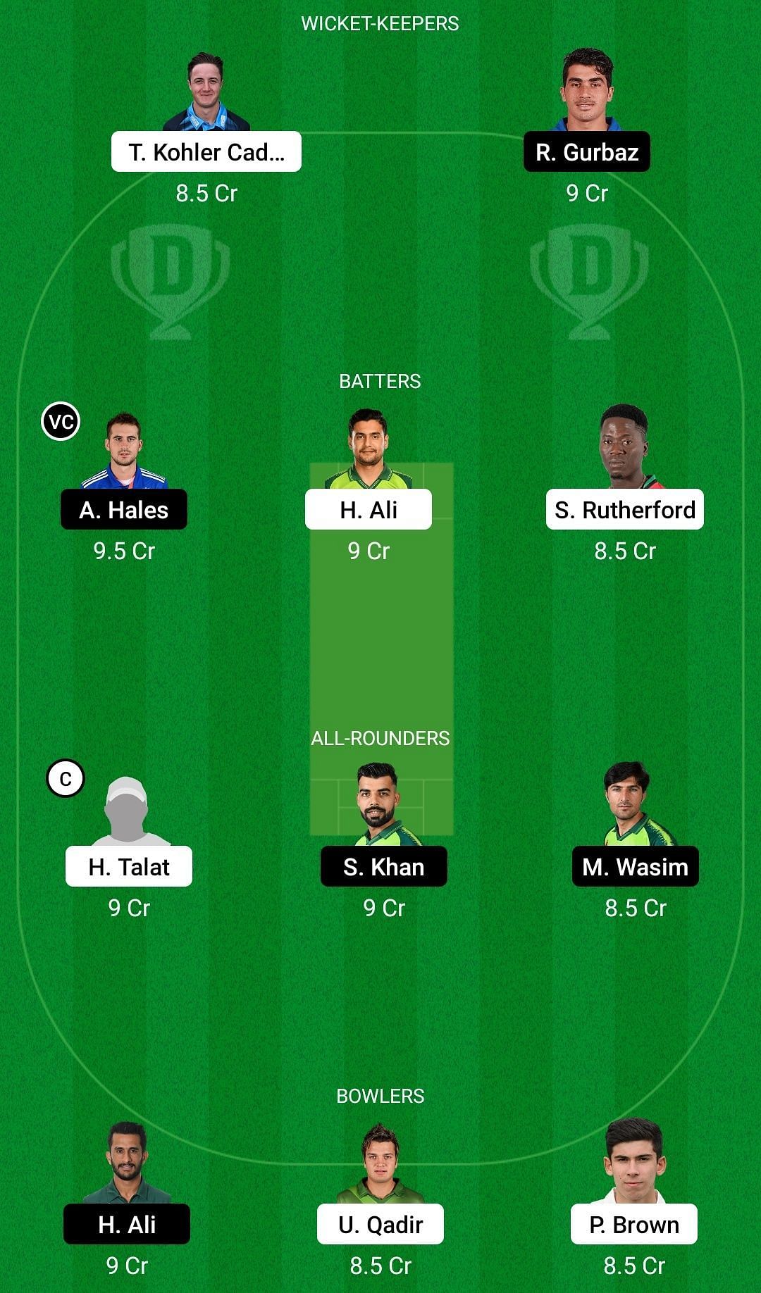 Dream11 Team for Peshawar Zalmi vs Islamabad United - Pakistan Super League 2022.