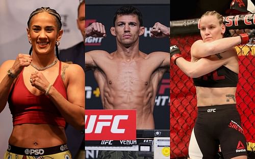 Amanda Serrano (left), Billy Quarantillo (center) and Valentina Shevchenko (right)