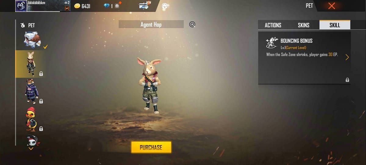 Agent Hop pet in Free Fire (Image via Garena)