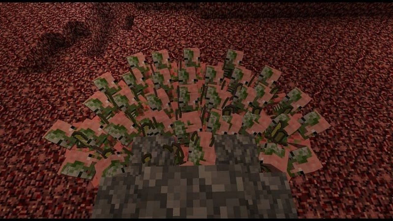 Zombified piglin farms require Nether access, but they can be well worth the time invested (Image via Mojang)