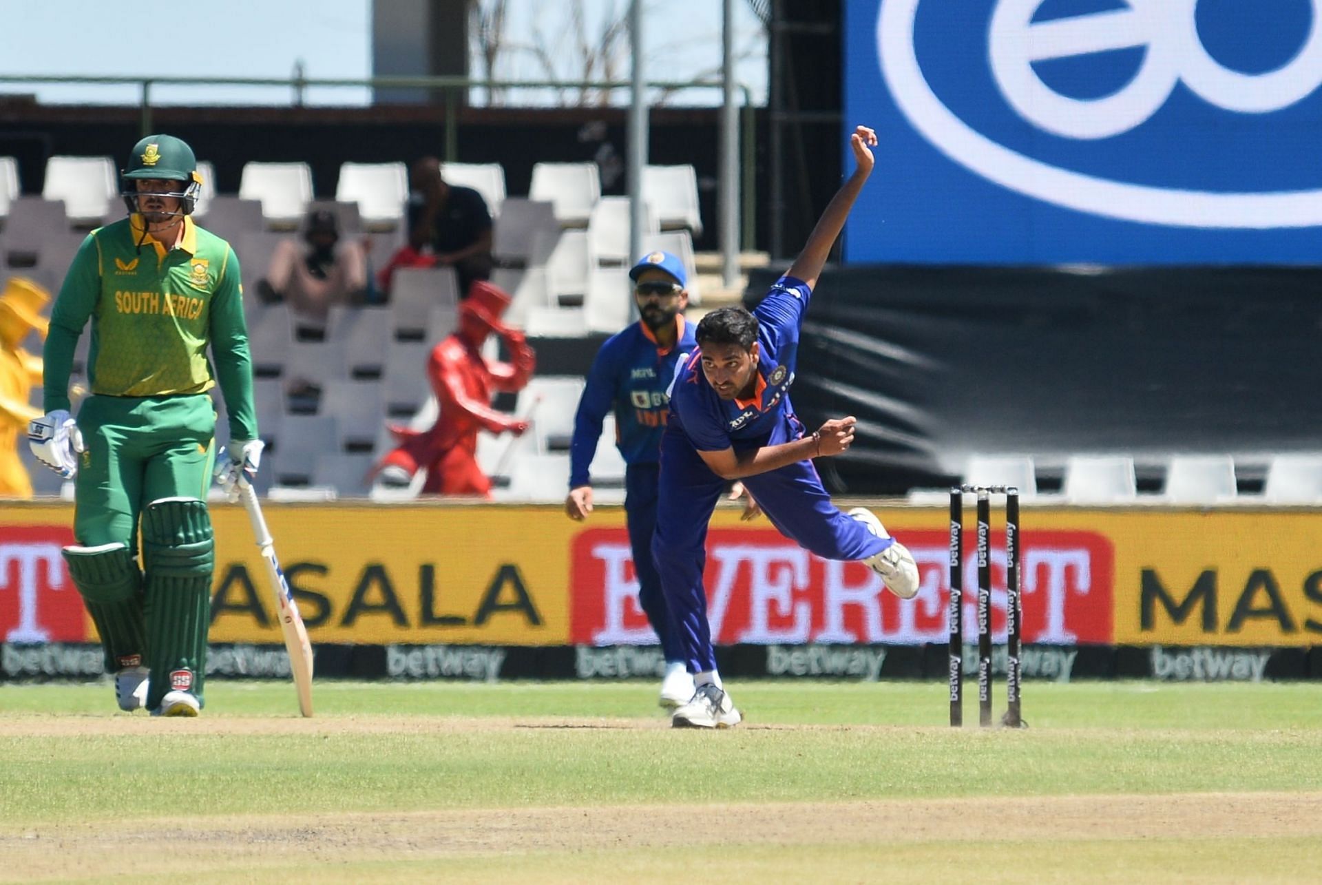 Bhuvneshwar Kumar during the 1st ODI. Pic: Getty Images