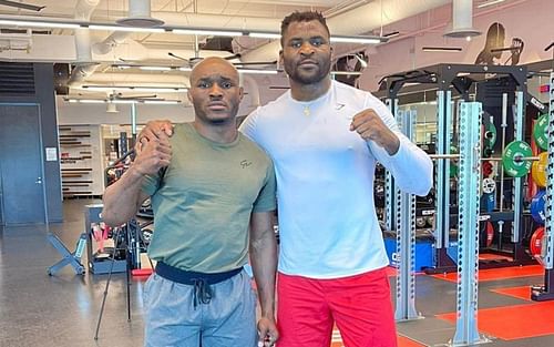 Kamaru Usman (left) with Francis Ngannou (right) [Image Courtesy: @francisngannou via Instagram]