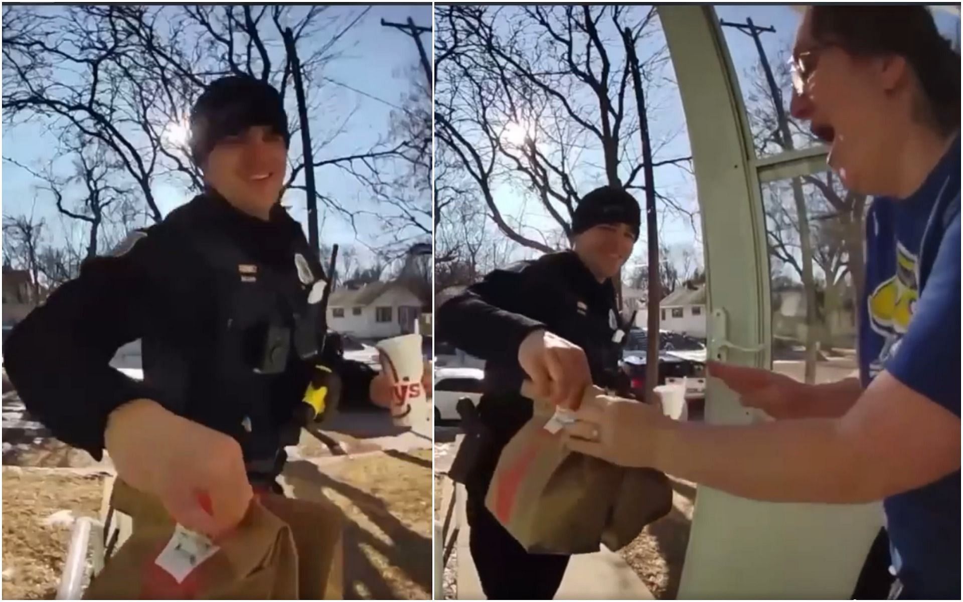 South Dakota officer completes a food delivery after arresting the delivery person (Image via Facebook/Humanizing the Badge)