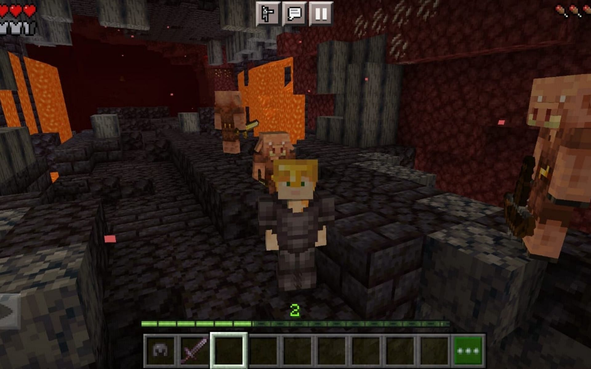 When wearing any gold armor piece, Piglins will not attack the players (Image via Minecraft)