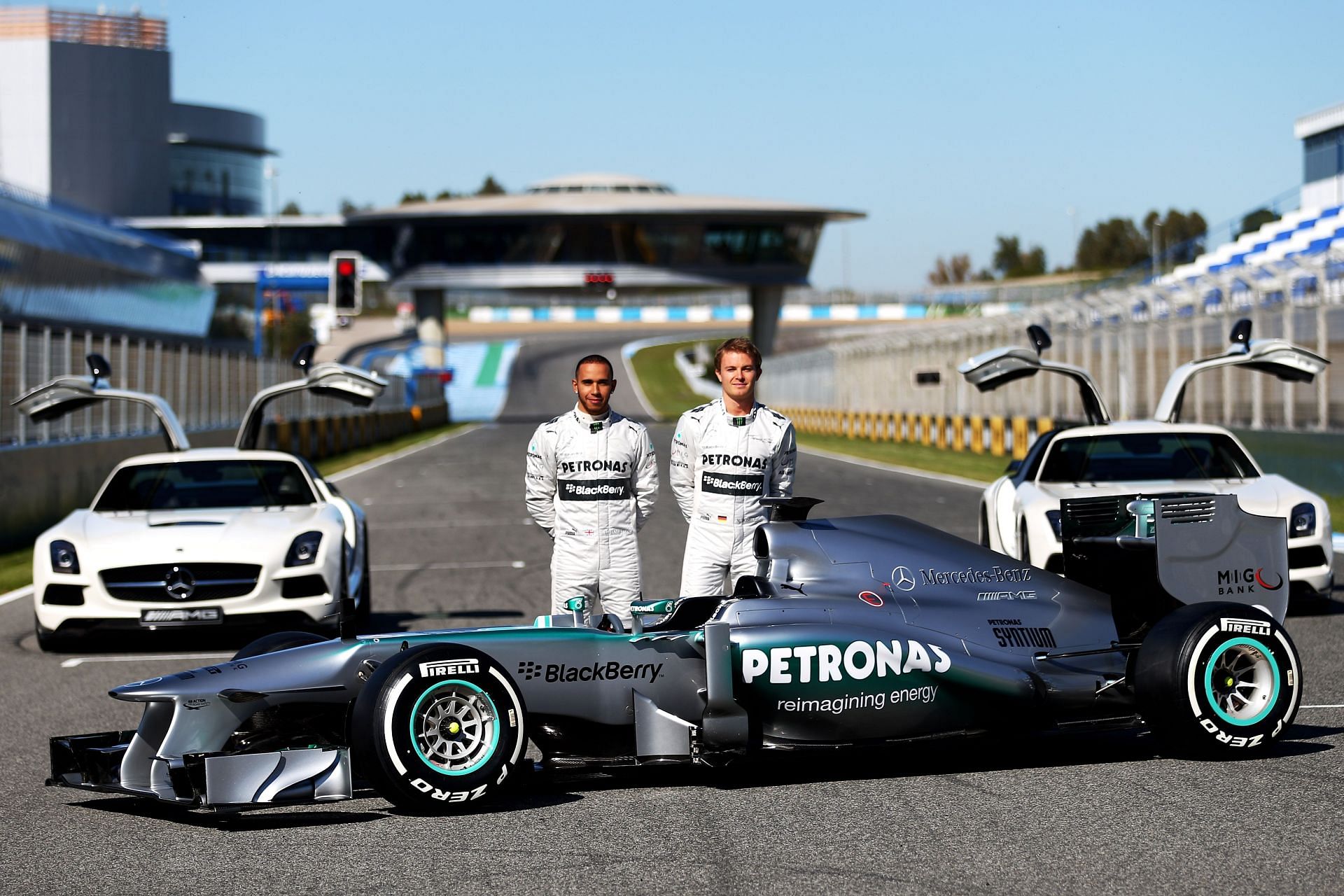 Mercedes GP F1 Launch - Lewis Hamilton (left) and Nico Rosberg (right) pair up for the 2013 season