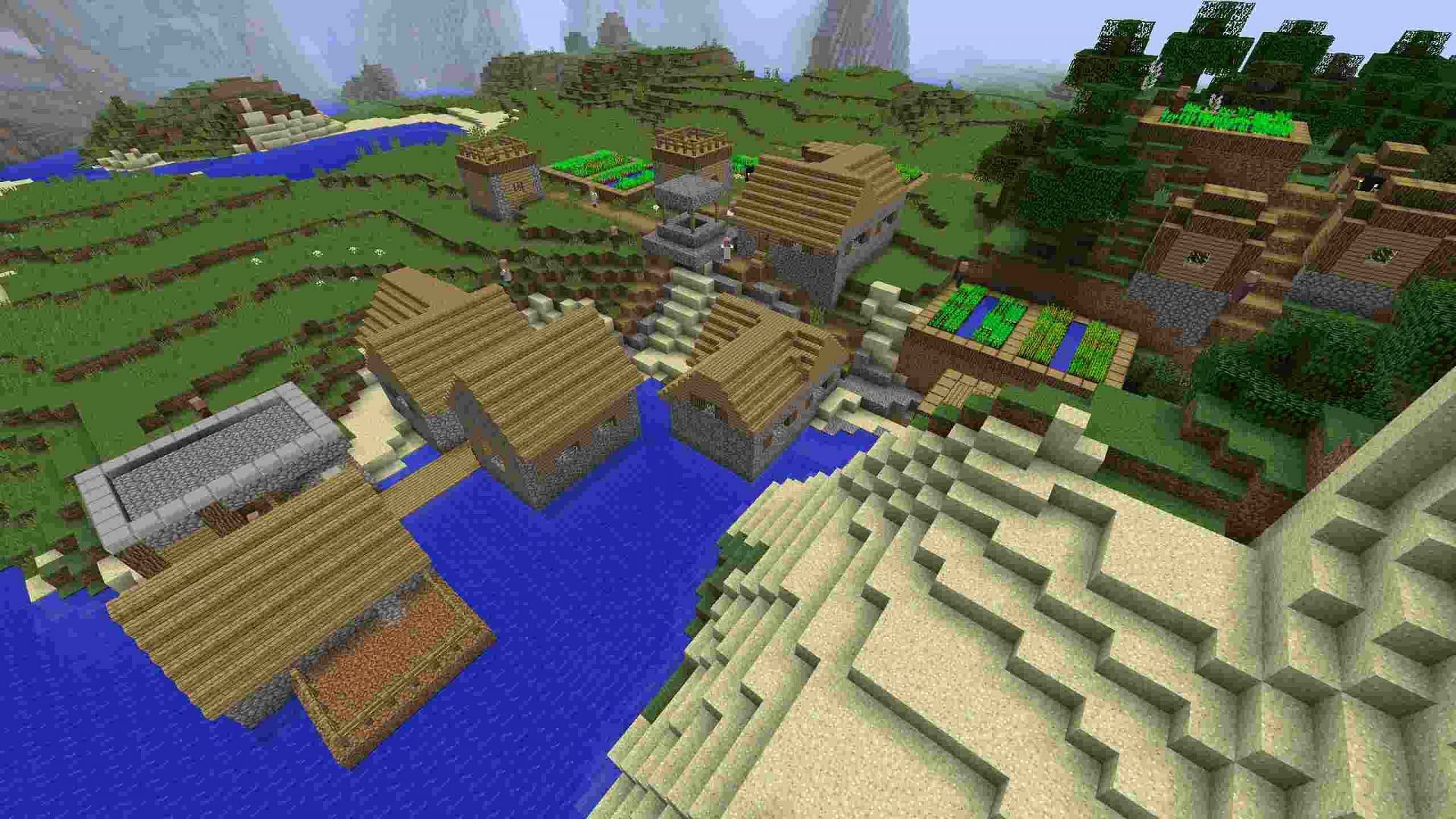 Villages are one of many of Minecraft&#039;s generated structures (Image via Mojang)