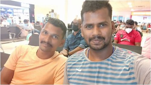 Prasanna Raja AA along with teammate Manoj L.M (Pic Credit: Ahmedabad Defenders twitter)