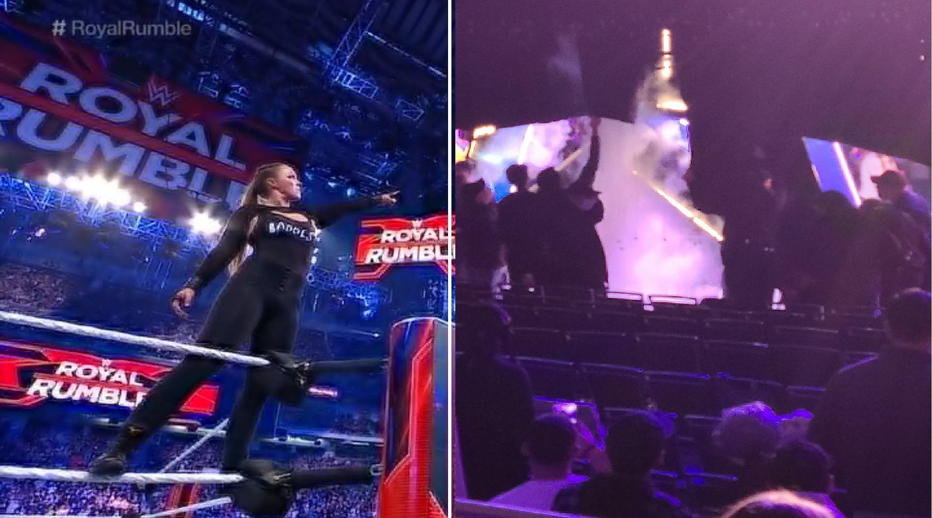 The WrestleMania 38 sign catches fire after Ronda Rousey&#039;s win