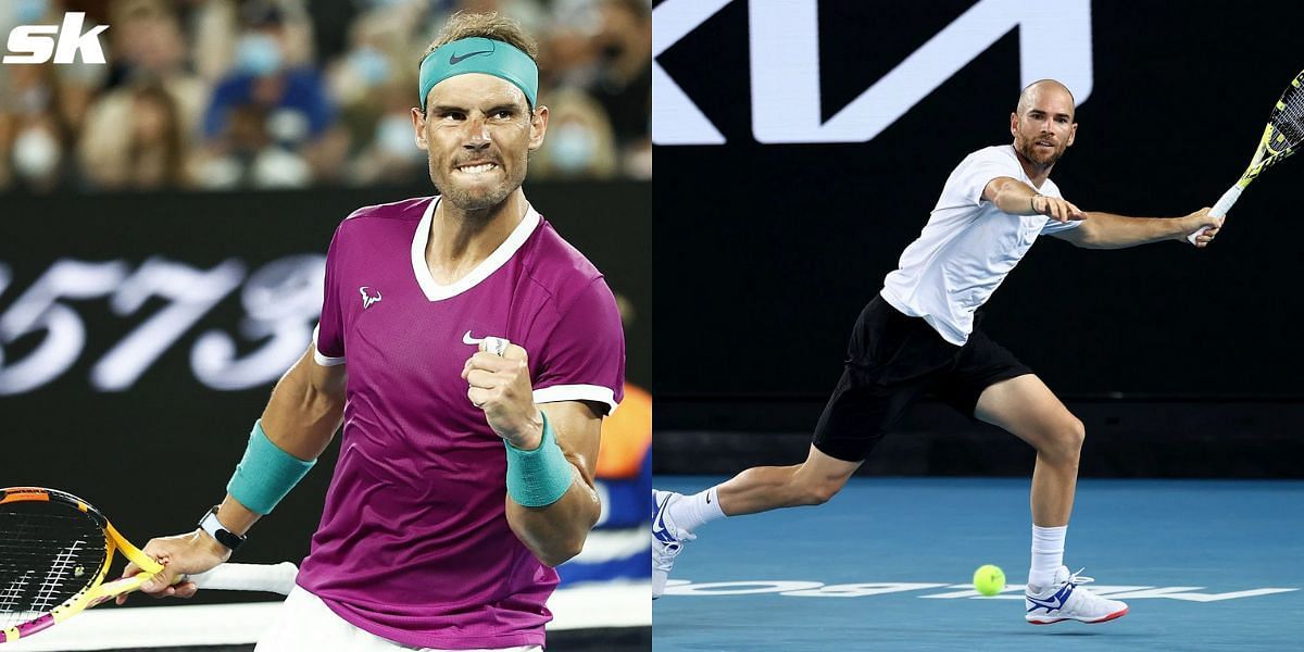Rafael Nadal and Adrian Mannarino at the 2022 Australian Open.