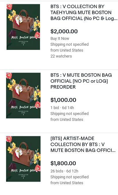BTS Artist Made Collection V Taehyung Mute Boston Bag w/All Accessories New