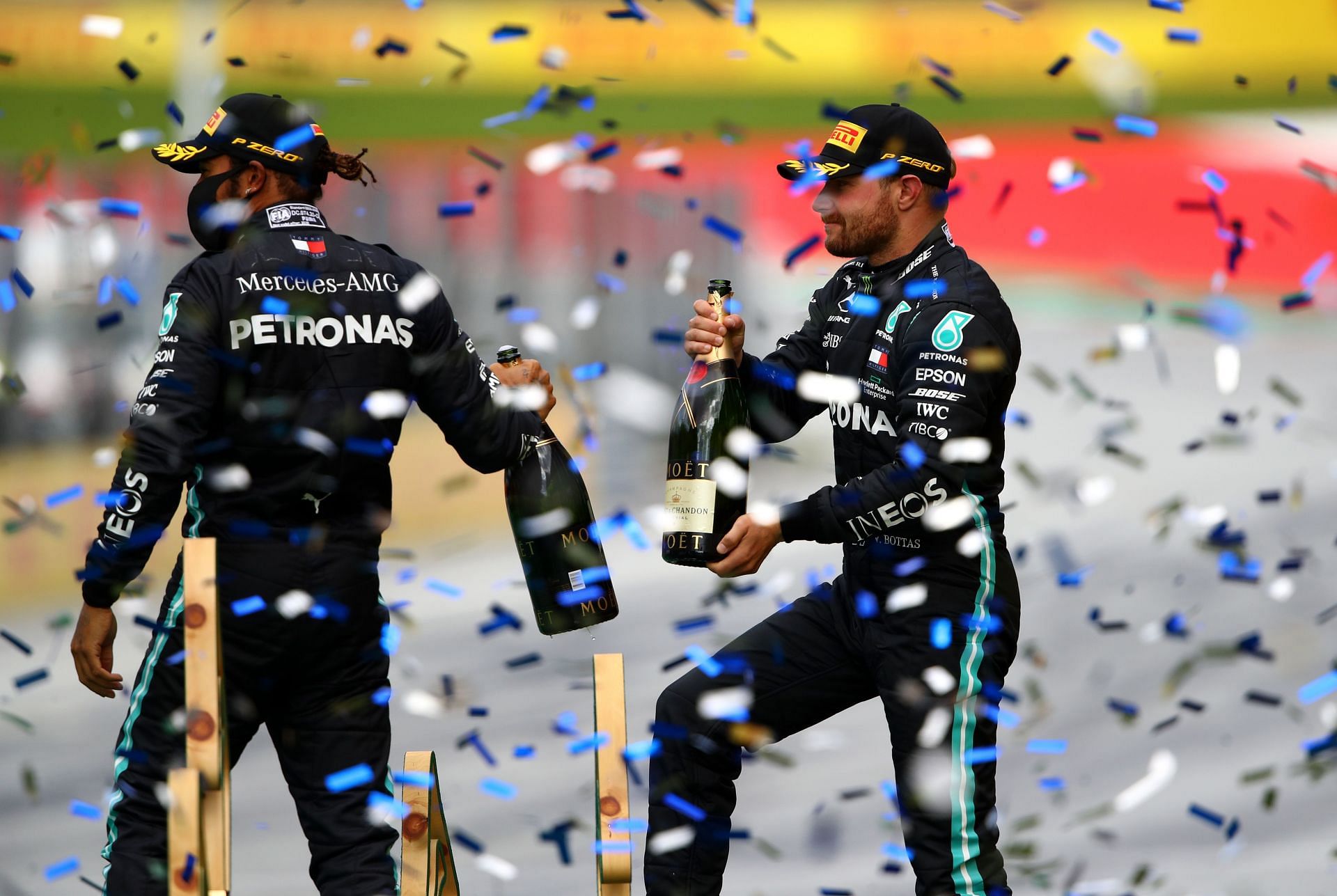 F1 Grand Prix of Styria - The two Mercedes drivers celebrate in style.