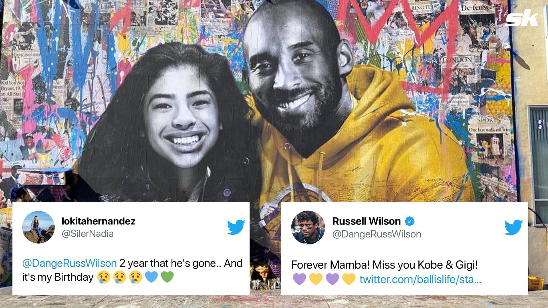 A mural in honor of Gigi and Kobe Bryant (plus tweets from Russell Wilson and lokitahernandez)