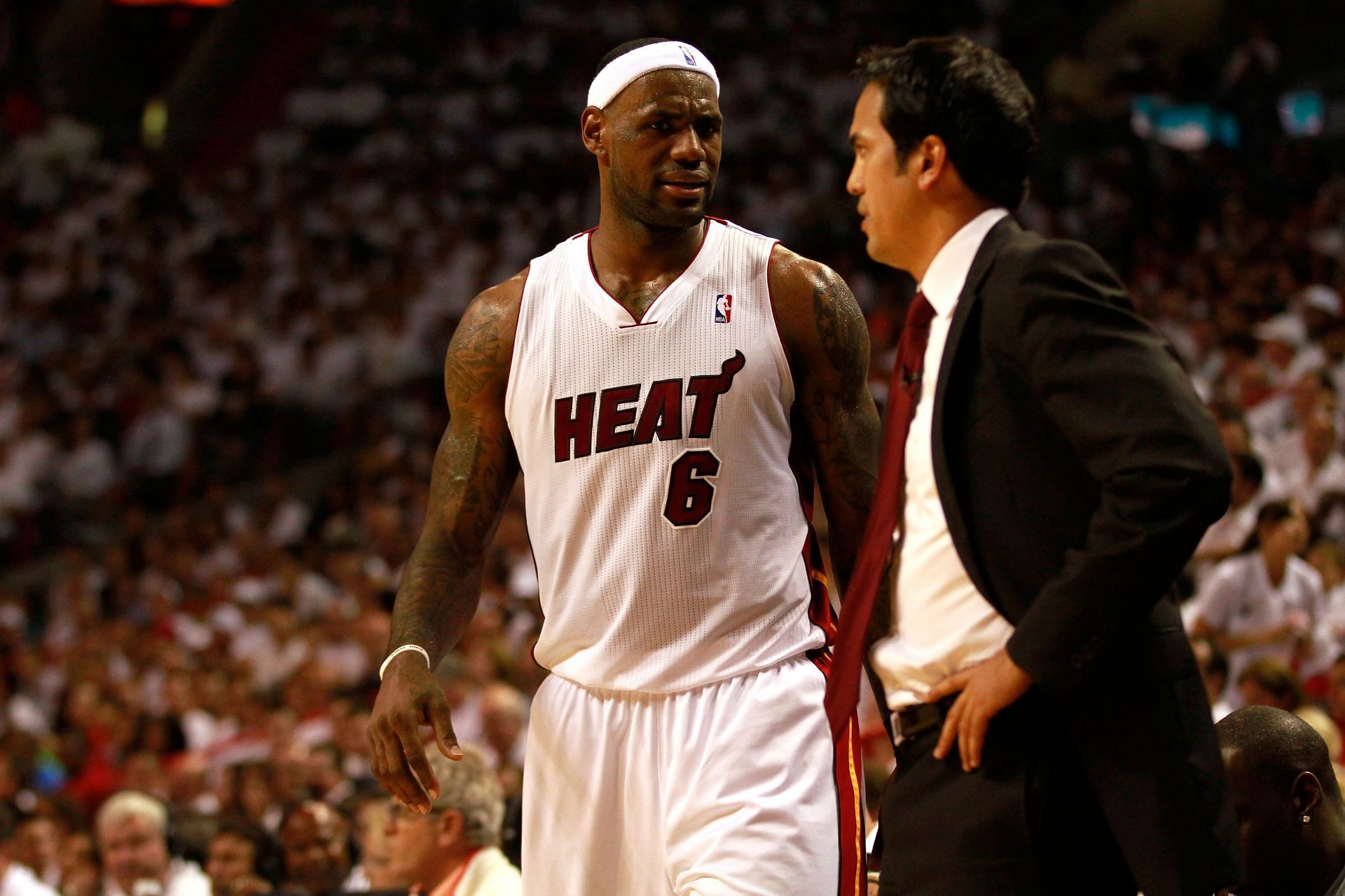 LeBron James and Miami Heat coach Eric Spoelstra.