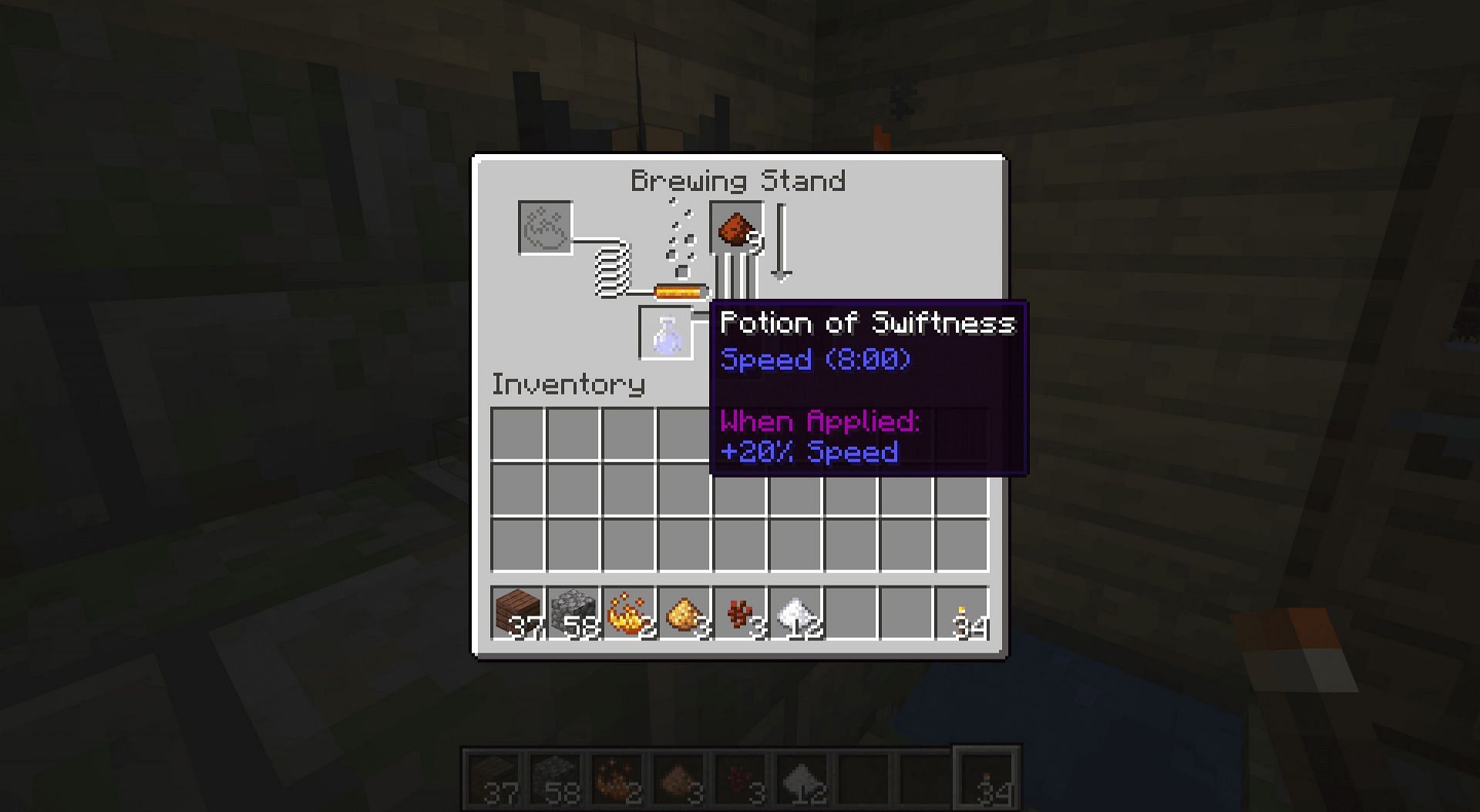 Potions of Swiftness improve a player&#039;s speed and jump length (Image via Mojang)
