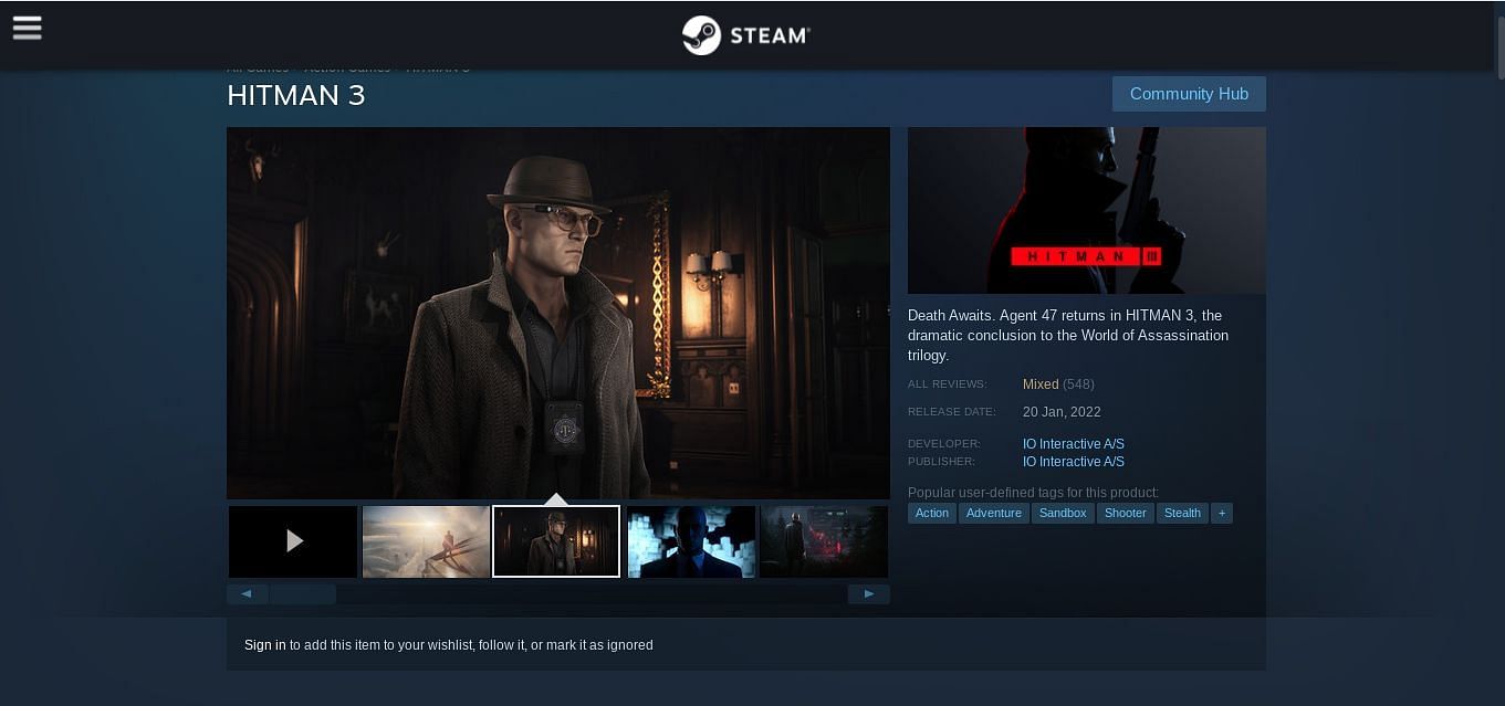 Hitman 3 opens to mixed reviews on Steam