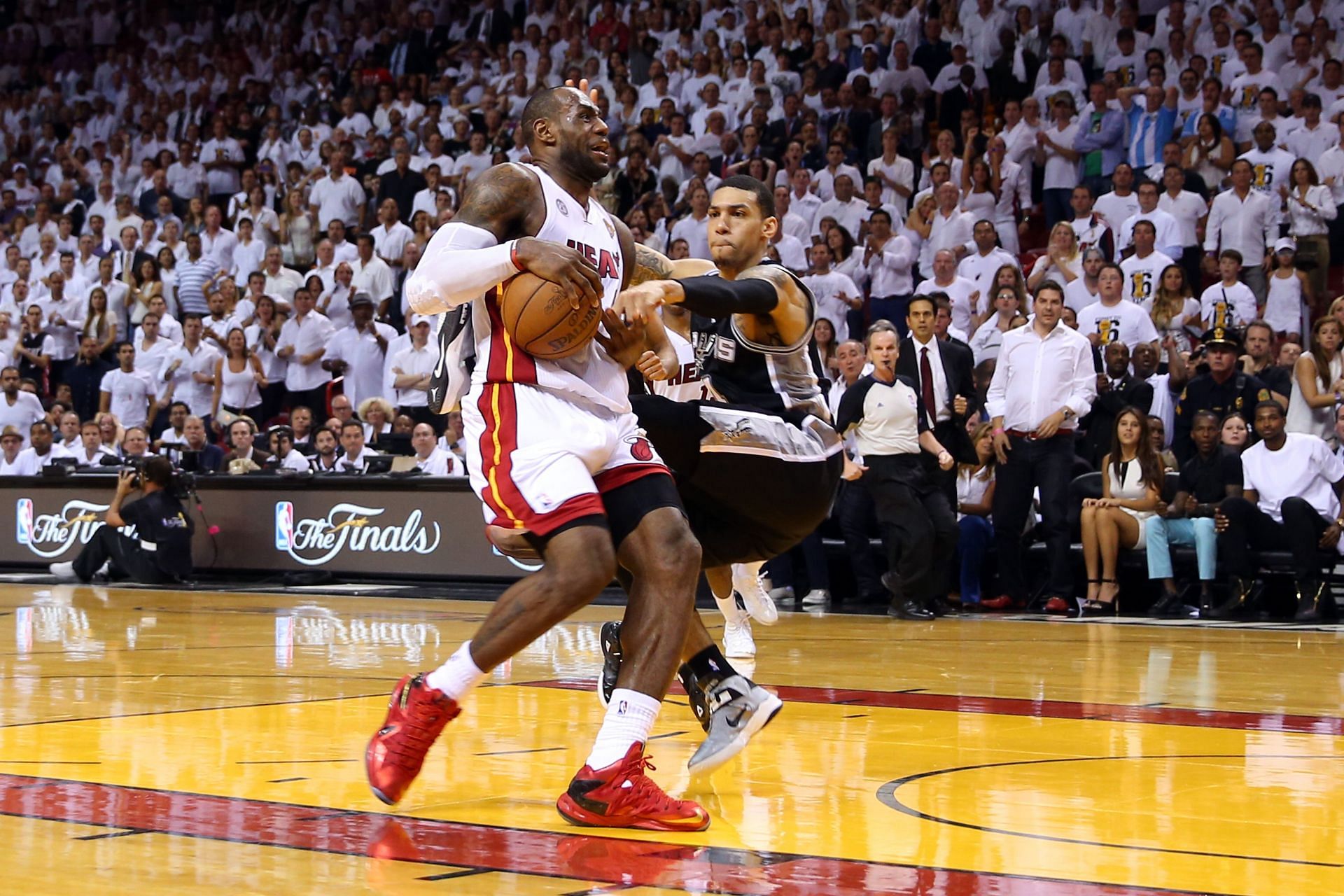 LeBron James #6 of the Miami Heat goes up for a shot - 2013 NBA Finals.