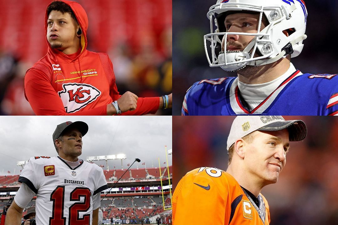 Patrick Mahomes, Josh Allen, Tom Brady, and Peyton Manning