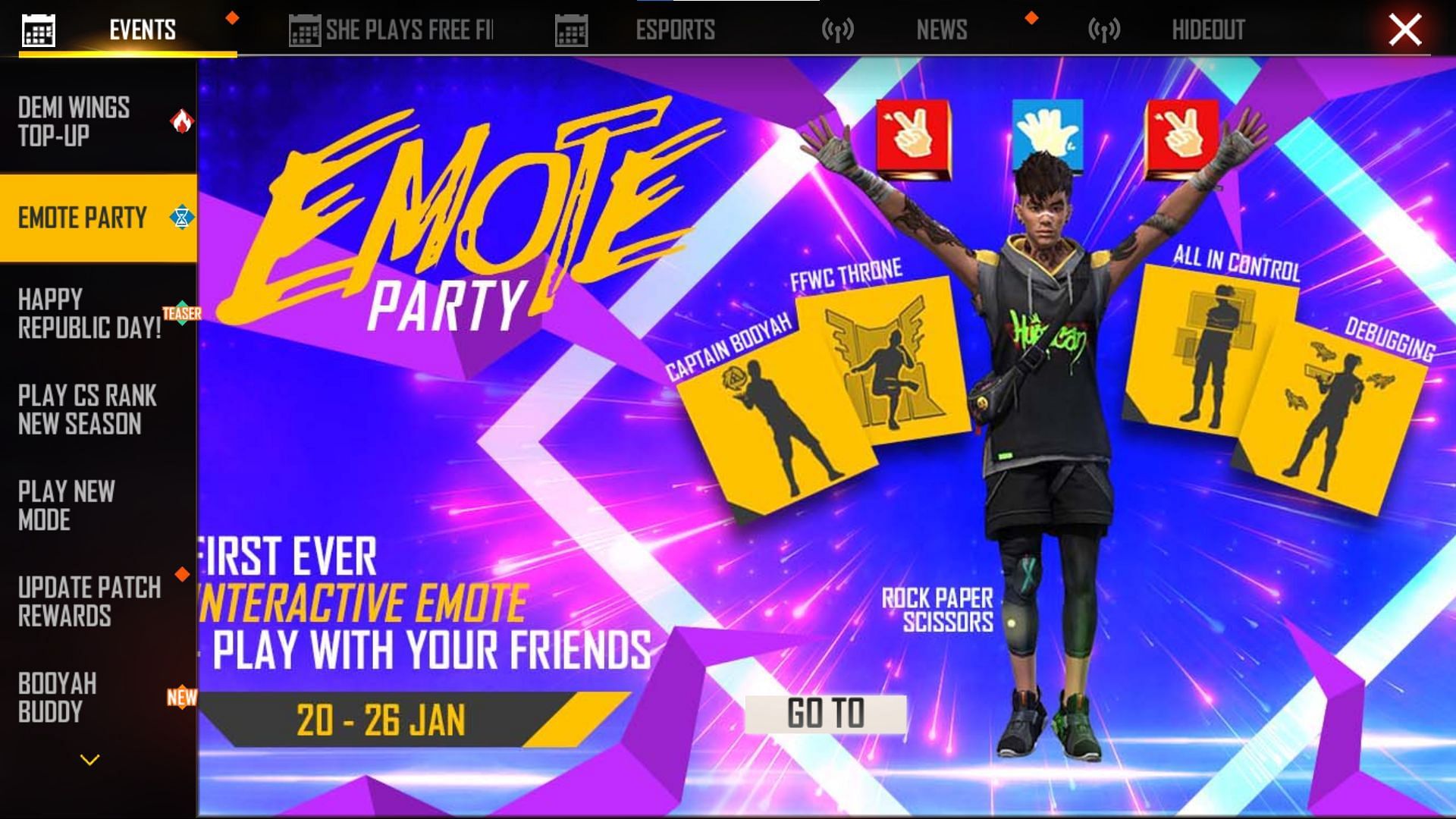 Click on the &lsquo;Go To&rsquo; button to visit the event (Image via Free Fire)