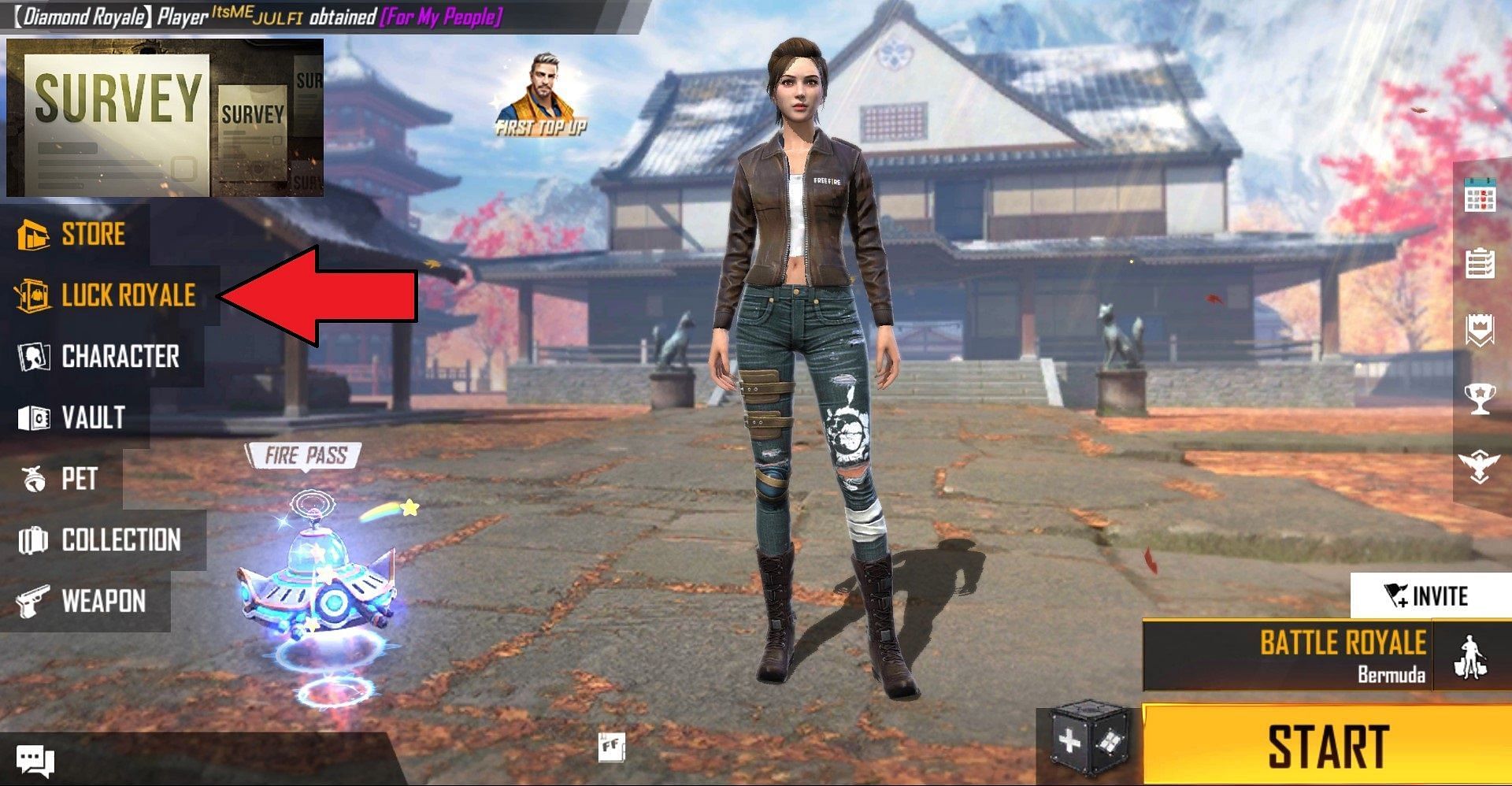 This will take players to the Luck Royale section in Free Fire (Image via Garena)