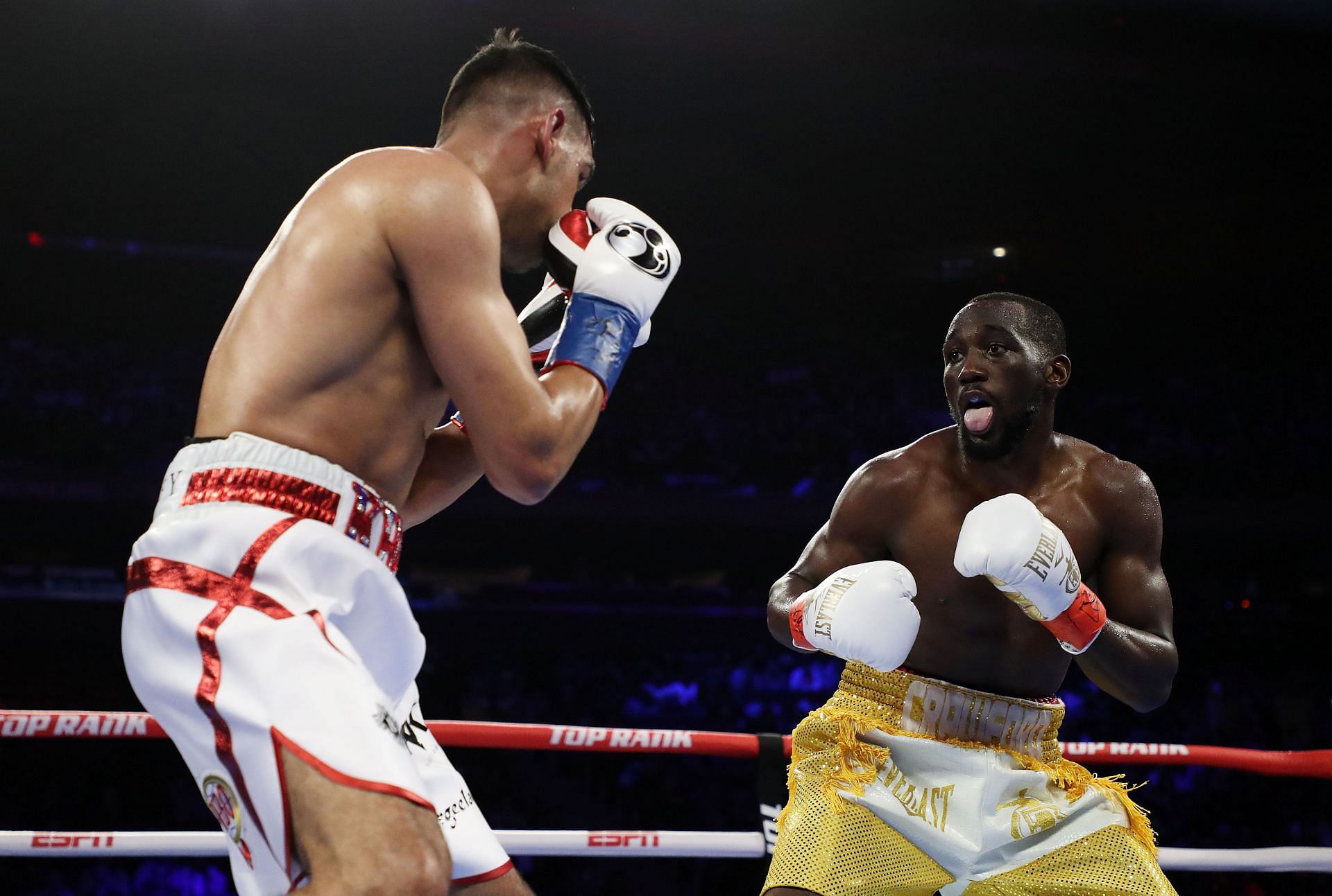 Amir Khan (l) was seen training with his former foe Terence Crawford ahead of his fight with Kell Brook