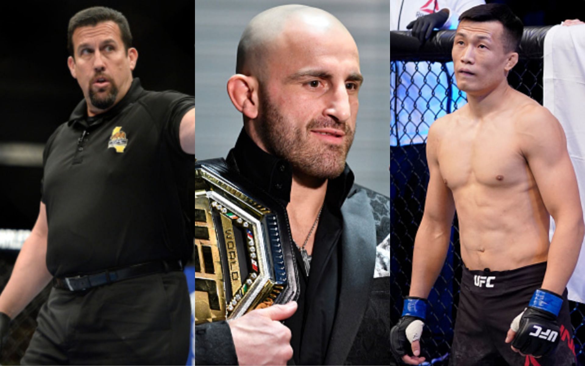 John McCarthy (left); Alexander Volkanovski (center); &#039;The Korean Zombie&#039; (right)