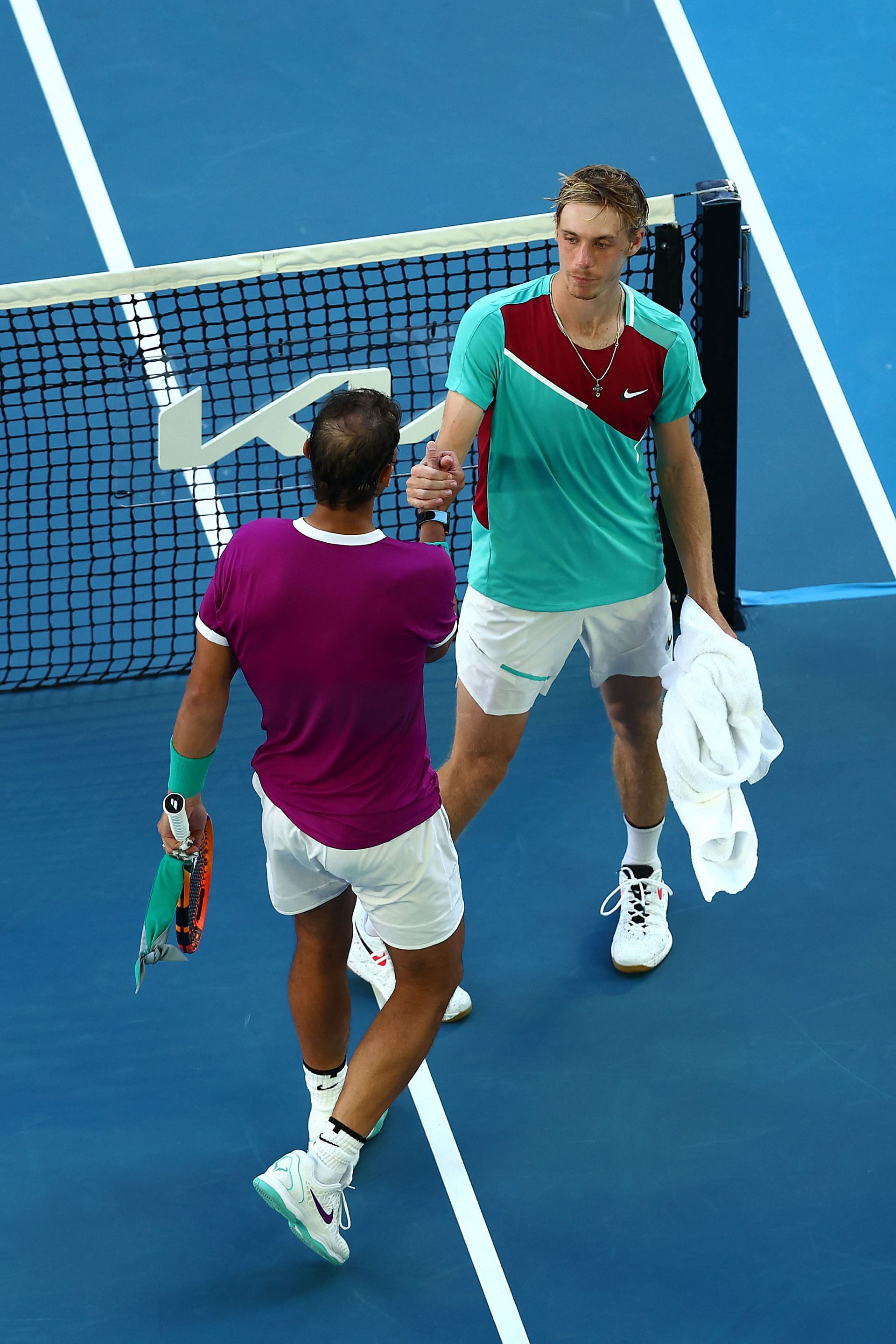 Rafael Nadal and Denis Shapovalov during their quarterfinal at the 2022 Australian Open