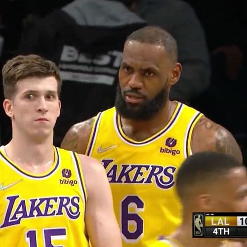 Austin Reaves' confused look says it all after getting overwhelmed by LeBron James' basketball talk. [Photo: Sports Illustrated] The LA Lakers' Big Three will lead the push for a playoff spot.[Photo: Sporting News]