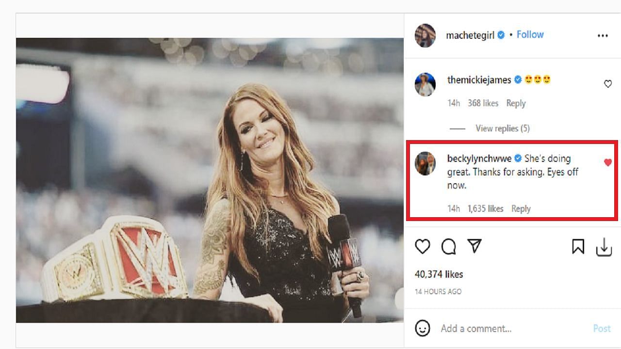 Becky Lynch's message to Lita on Instagram