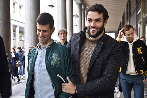 Novak Djokovic and Matteo Berrettini at the  ATP Finals 2021