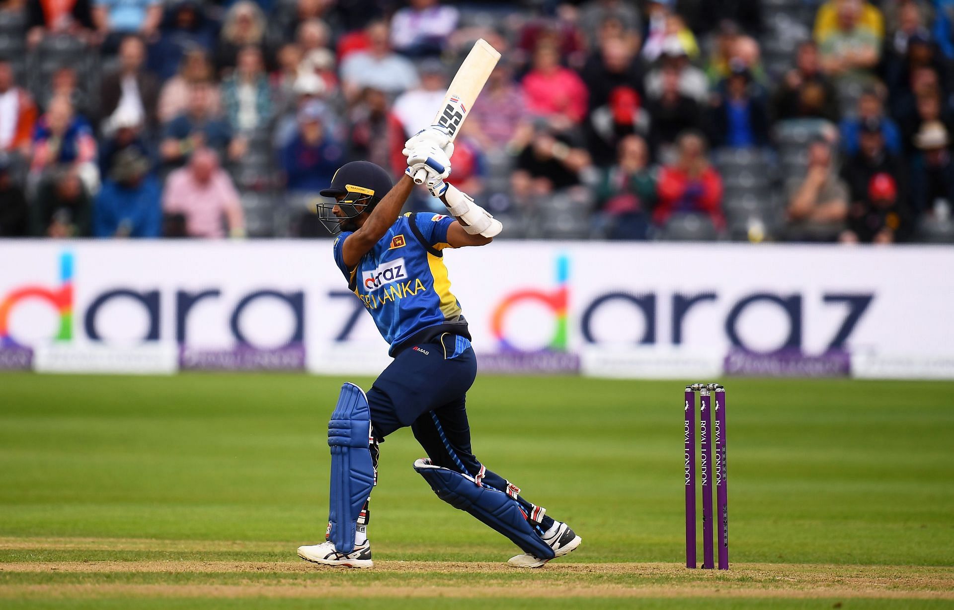 Dasun Shanaka in action during England v Sri Lanka - 3rd ODI