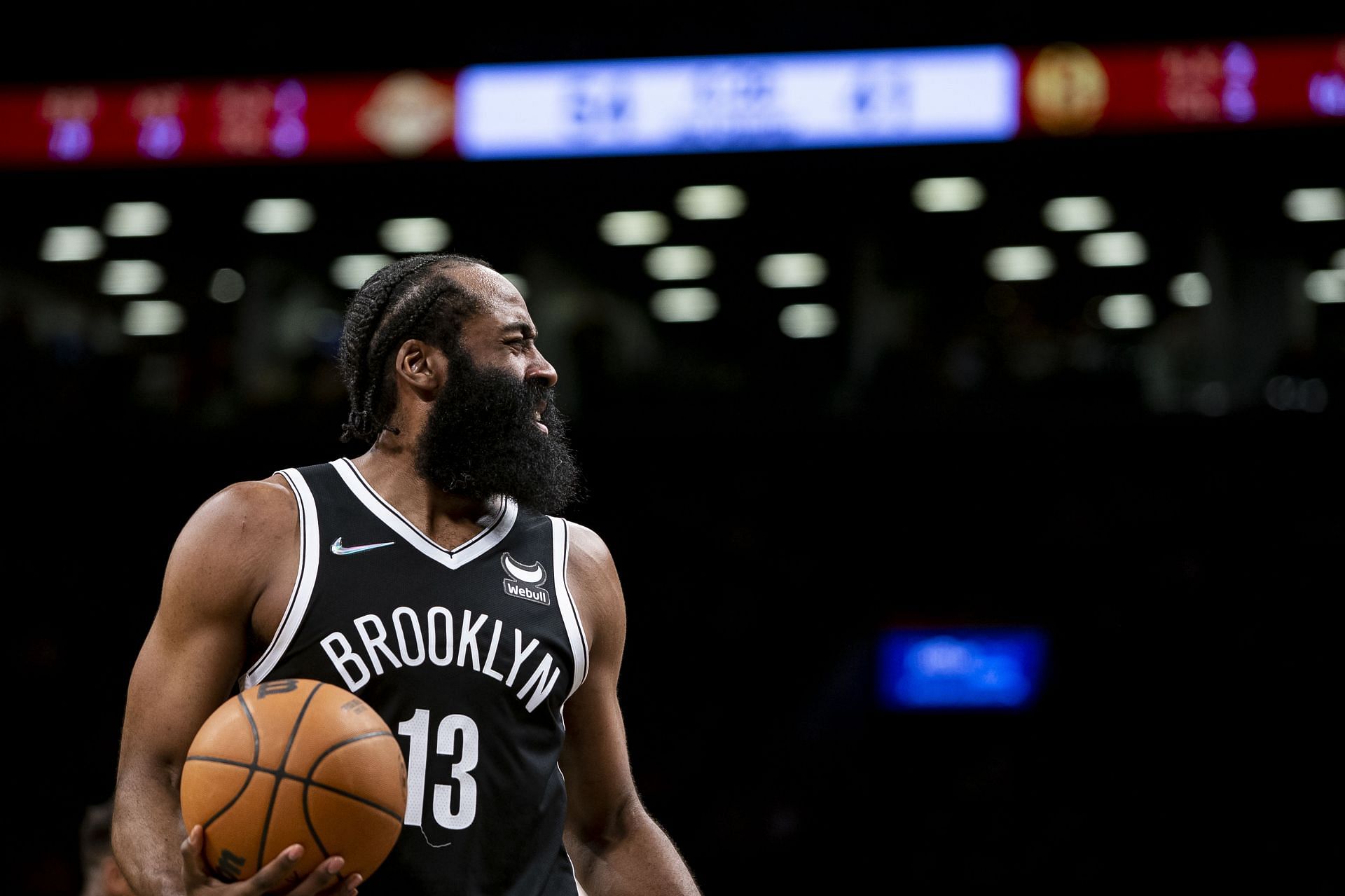 Brooklyn Nets superstar James Harden during a game.