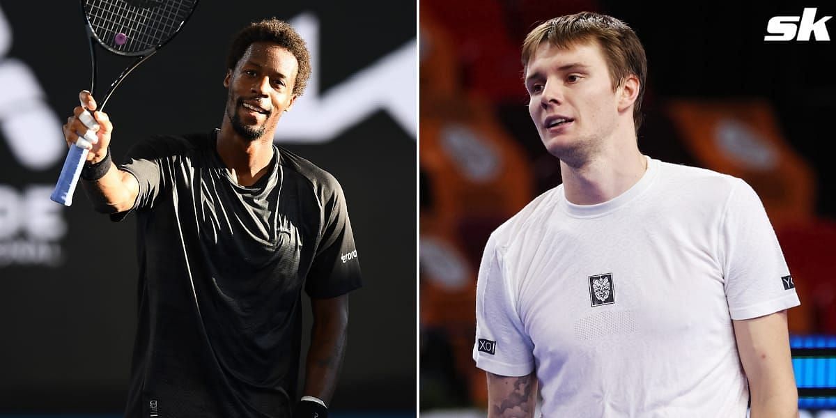 Gael Monfils (L) will take on Alexander Bublik in the second round