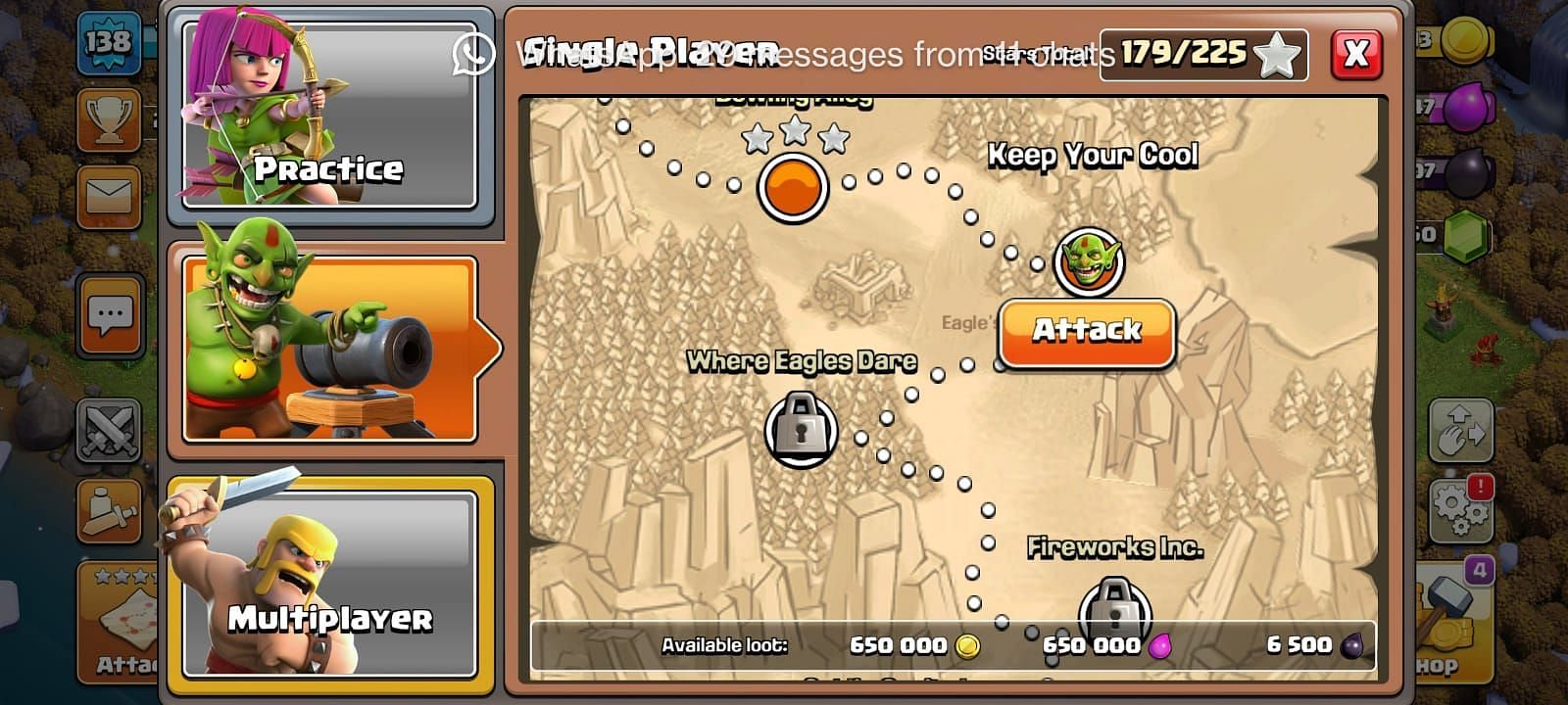 CoC Single Player Battles (Image via Sportskeeda)
