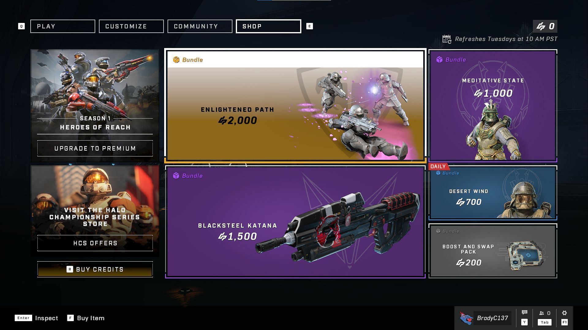Use the shop to purchase credits (Image via 343 Industries)