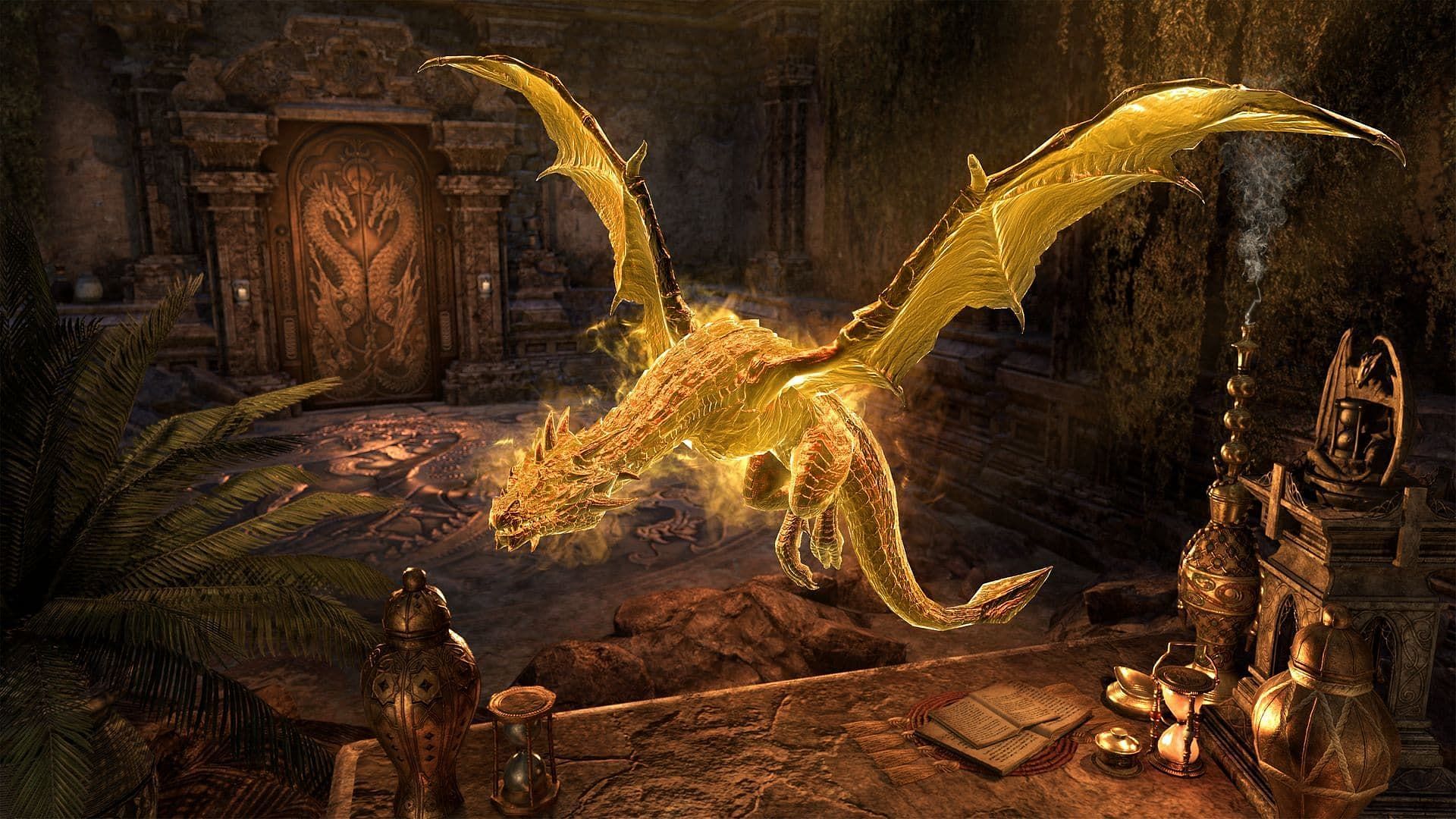 Everyone loves a pet dragon (Image via Zenimax Online Studios)