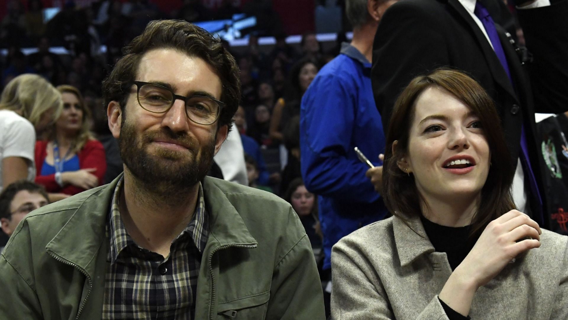 Emma Stone and Dave McCary (Image via Kevork Djansezian/Getty Images)