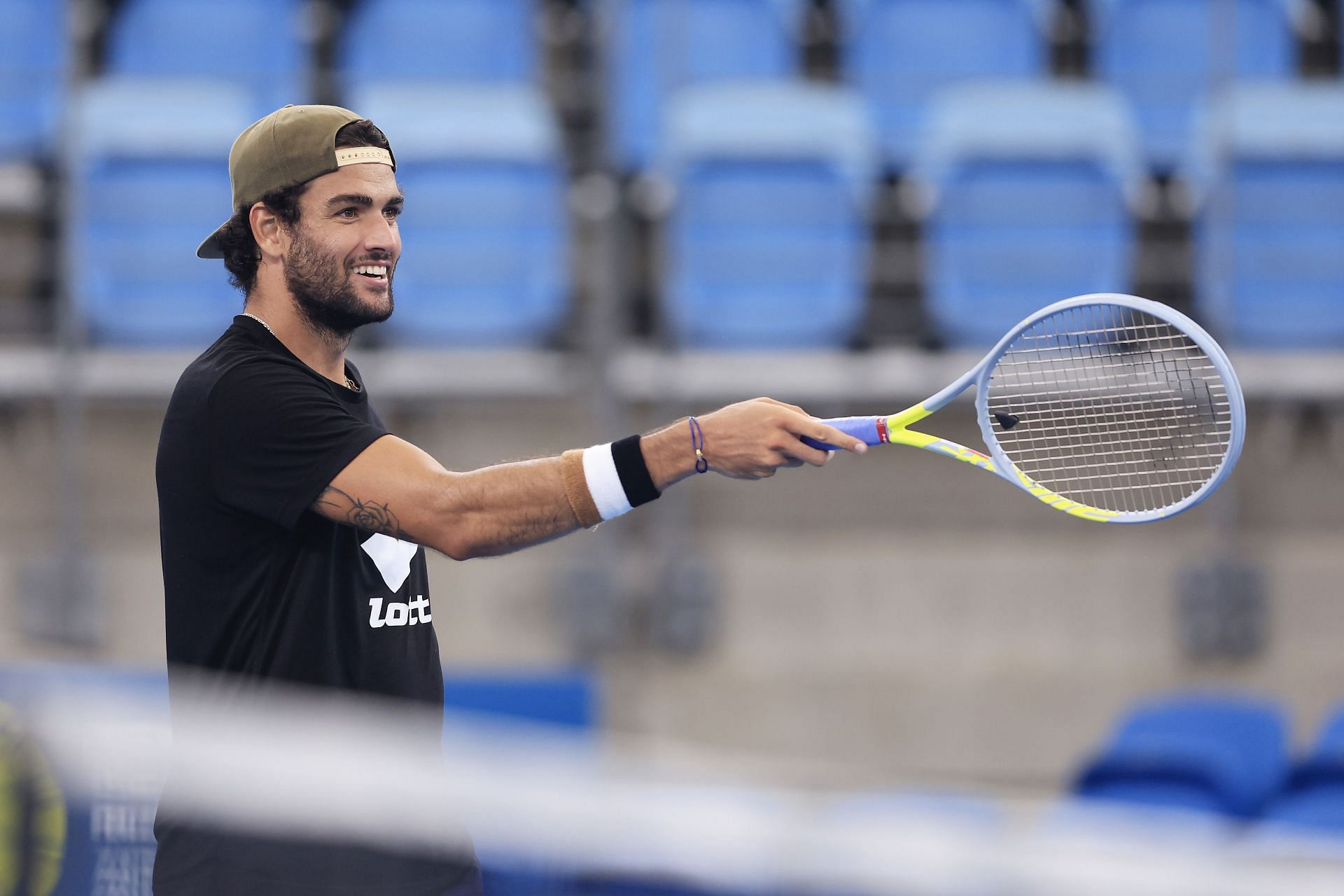 Matteo Berrettini at a practice session ahead of the 2022 ATP Cup.