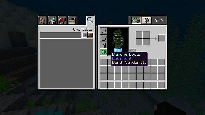 Depth Strider on boots (Image via Minecraft)
