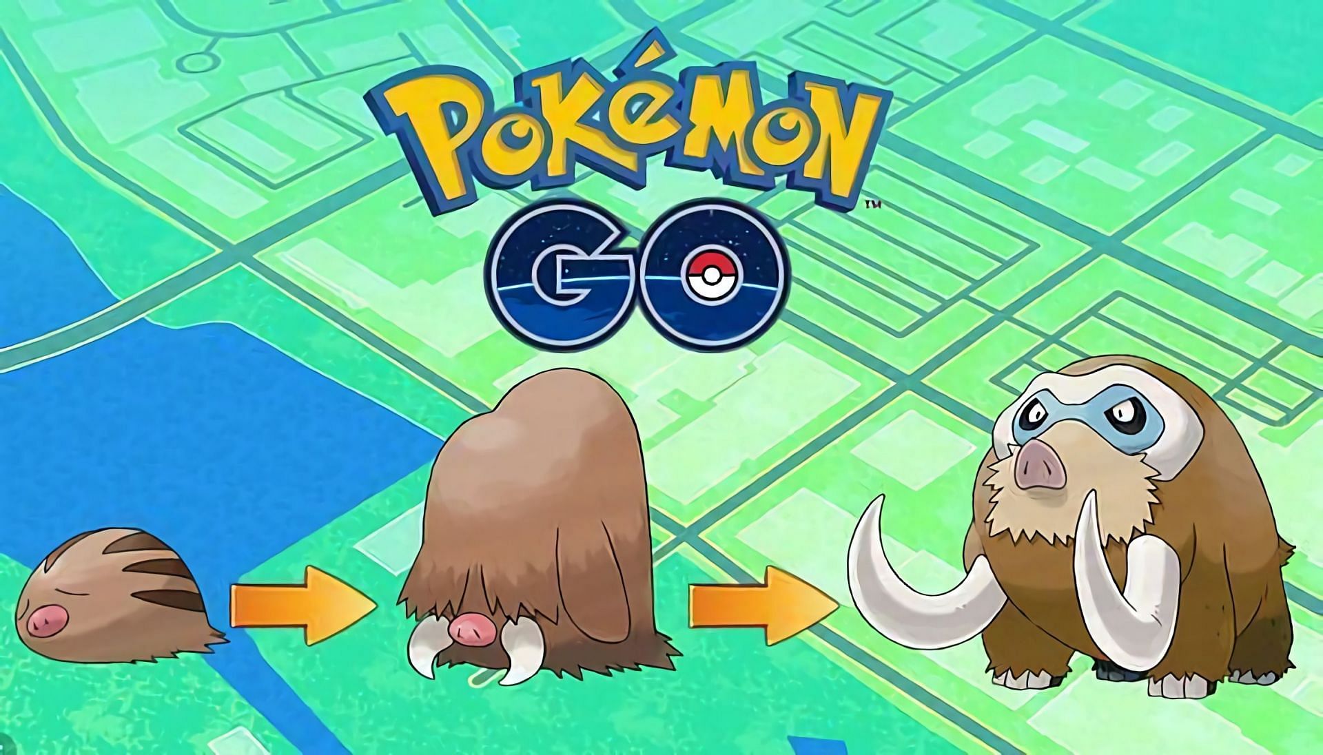Piloswine and its evolutions as they appear in Pokemon GO (Image via Niantic)