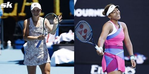 Ashleigh Barty (L) and Naomi Osaka.