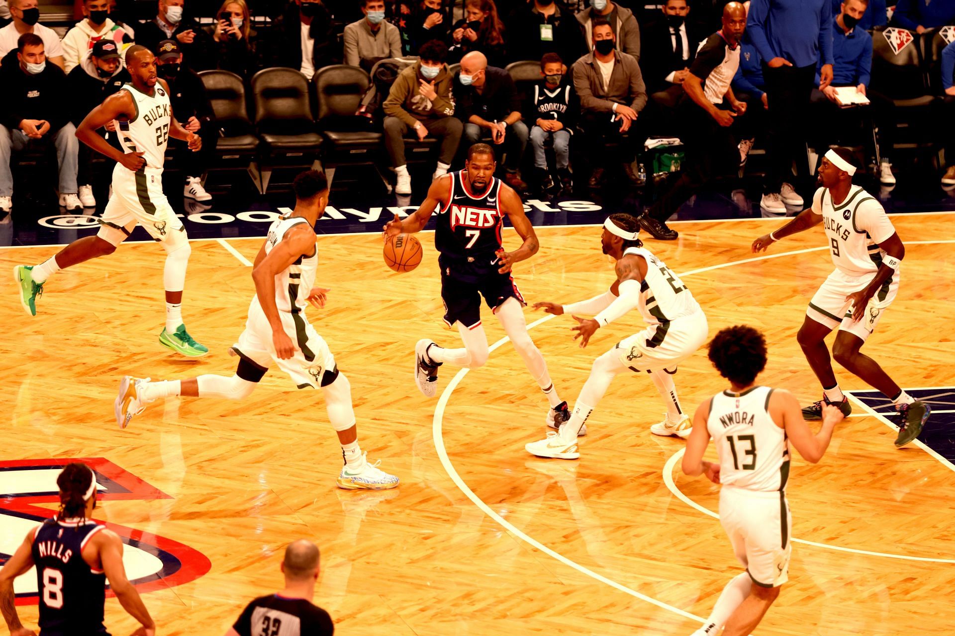 KD against the defending champions Milwaukee Bucks