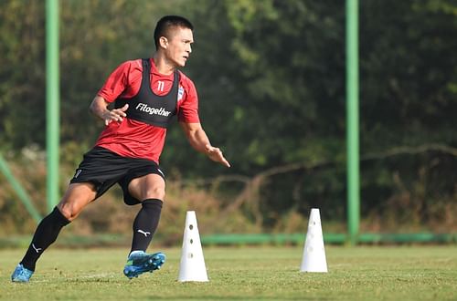 Sunil Chhetri scored in the Blues' last game. (Image Courtesy: Twitter/bengalurufc)