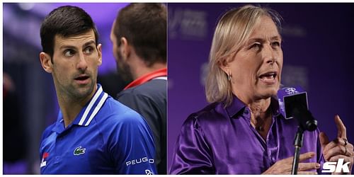 Novak Djokovic (L) and Martina Navratilova