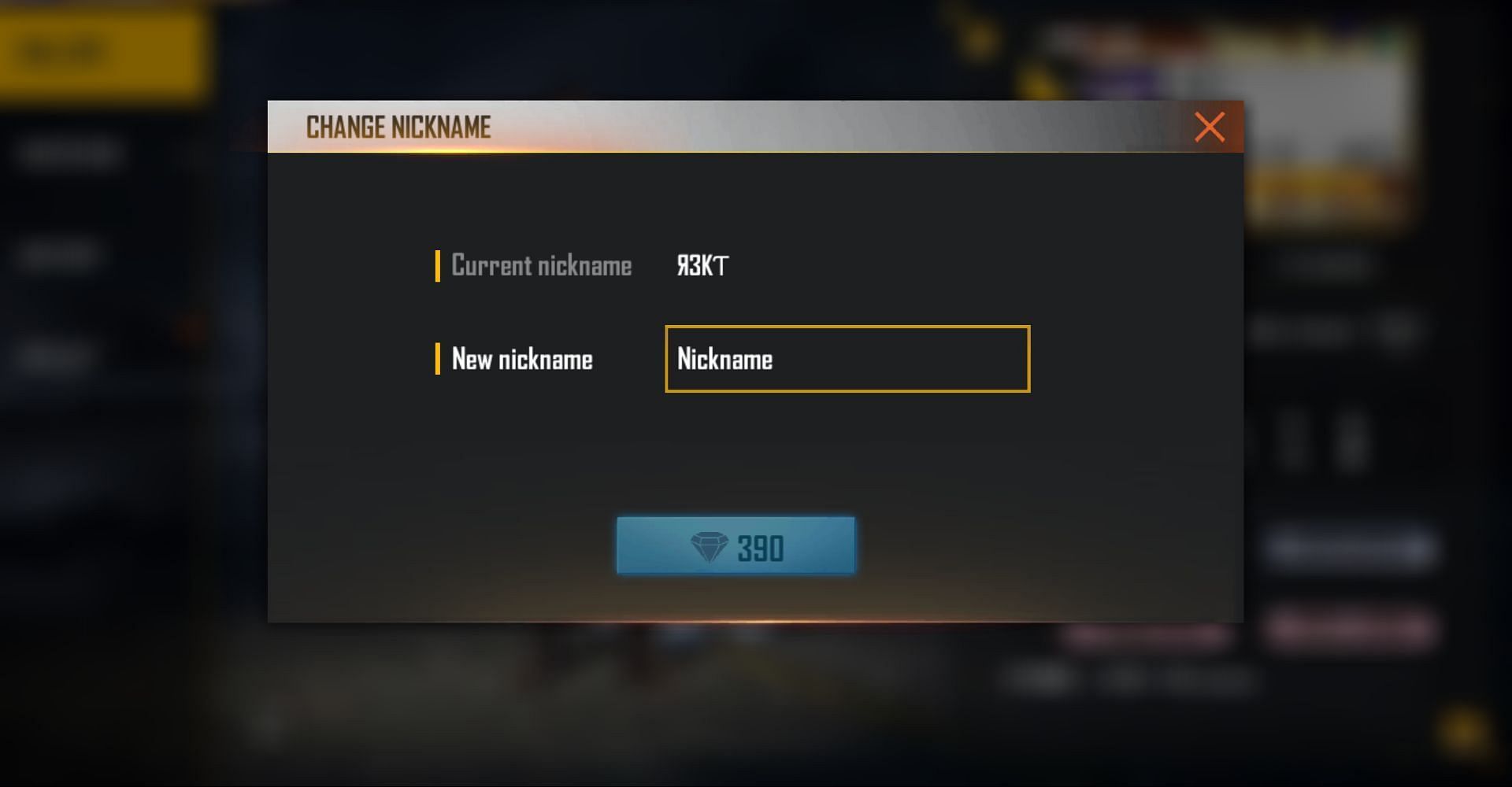 Changing the IGN in Free Fire requires 390 diamonds (Image via Garena)
