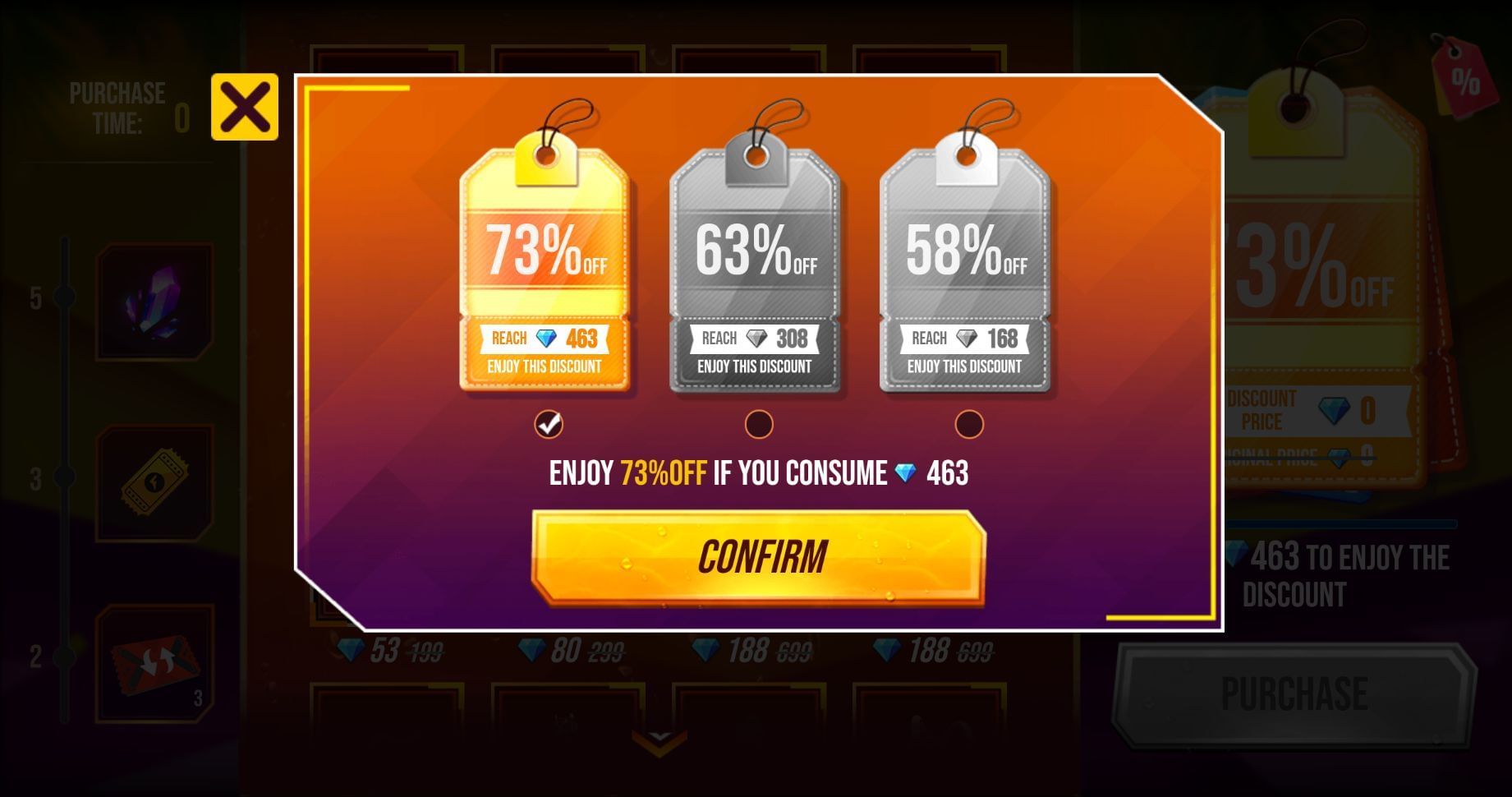 The three discount tags (Image via Garena)