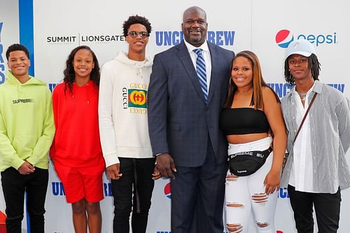 Shaq and his family, with son Myles O'Neal on the far right