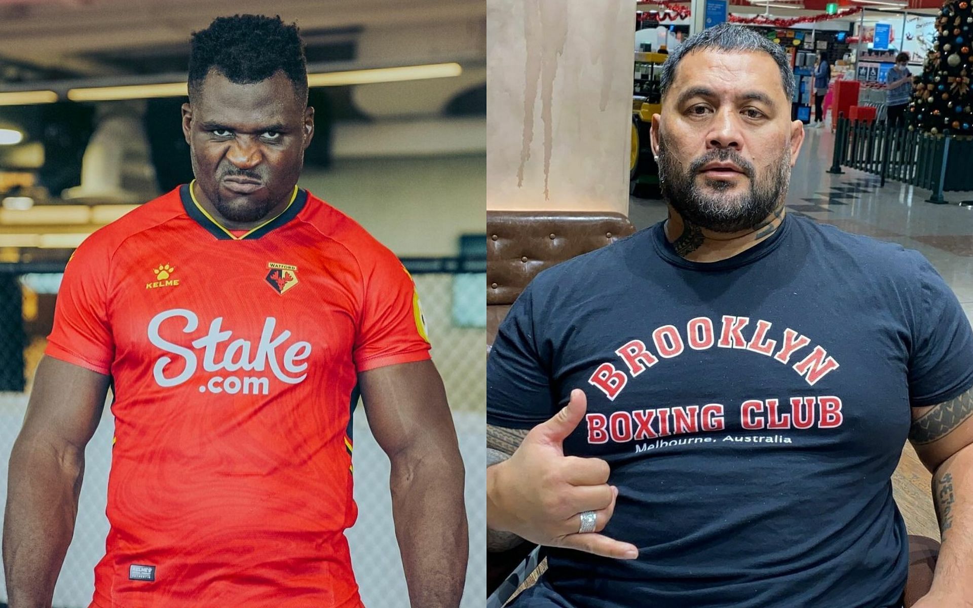 Francis Ngannou (left; Image Credit: @francisngannou on Instagram) and Mark Hunt (right; Photo Courtesy: @markhuntfighter on Insta)