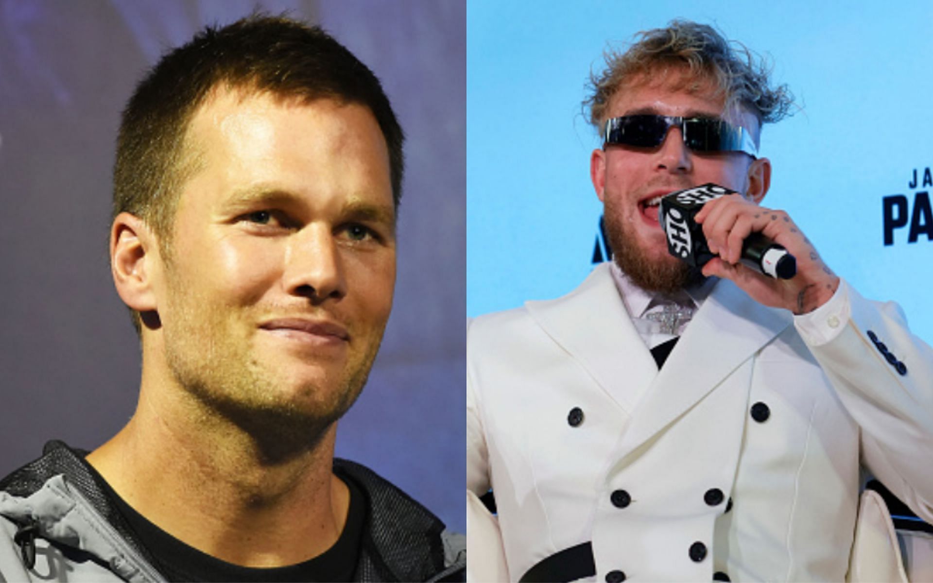 Tom Brady (left); Jake Paul (right)