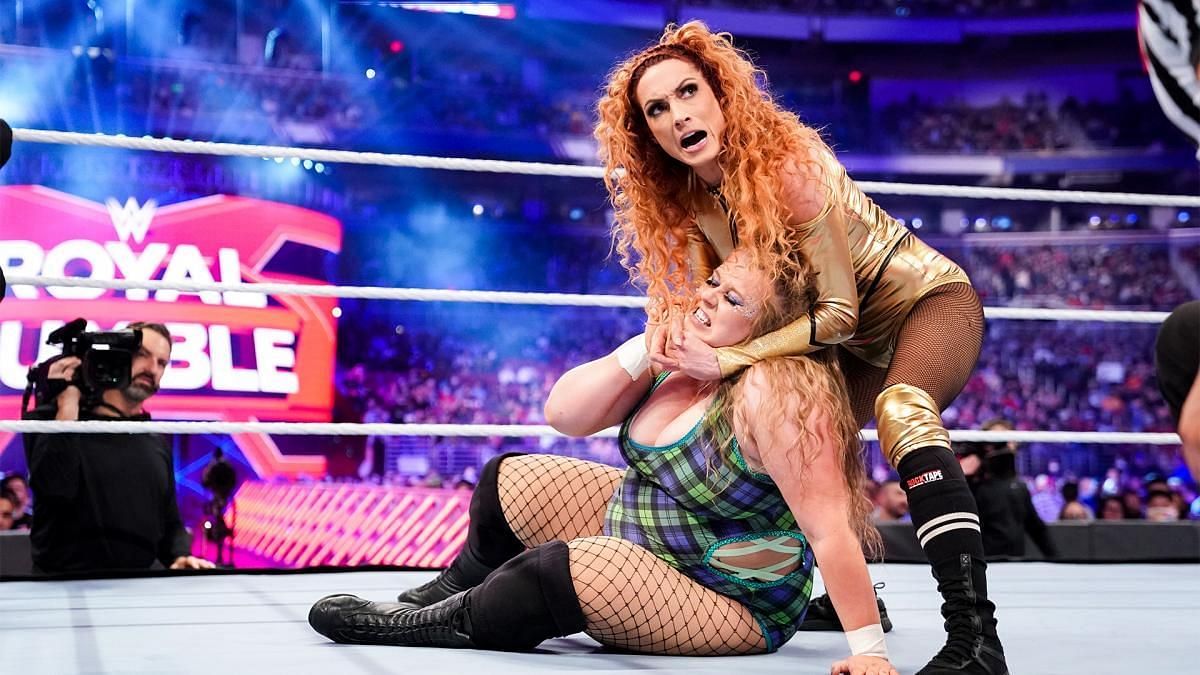 Becky Lynch in action against Doudrop at Royal Rumble