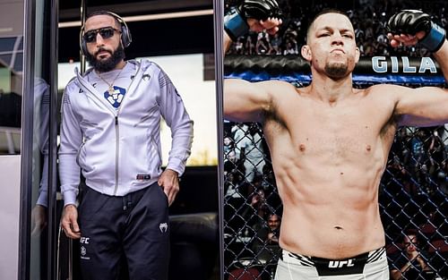 Belal Muhammad (L) Nate Diaz (R) [images from @bullyb170, @natediaz209 on Instagram]